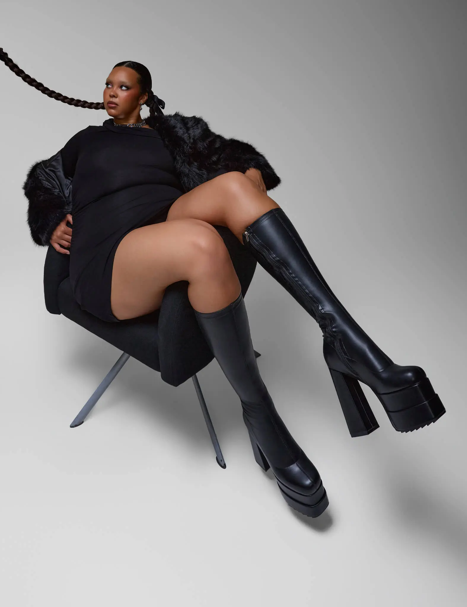 Bad Gurl Super Stretch Platform Knee High Boots - Image 3