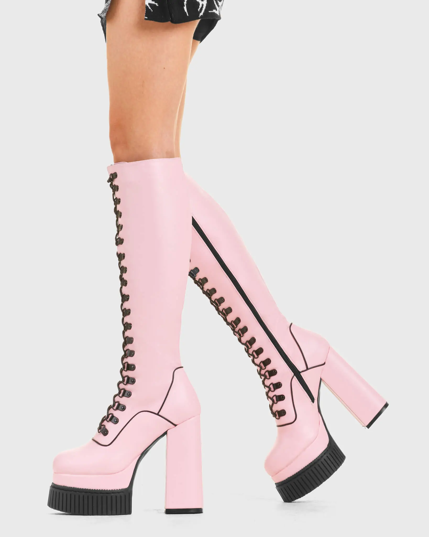 Hidden Agenda Creeper Platform Knee High Boots - Image 4