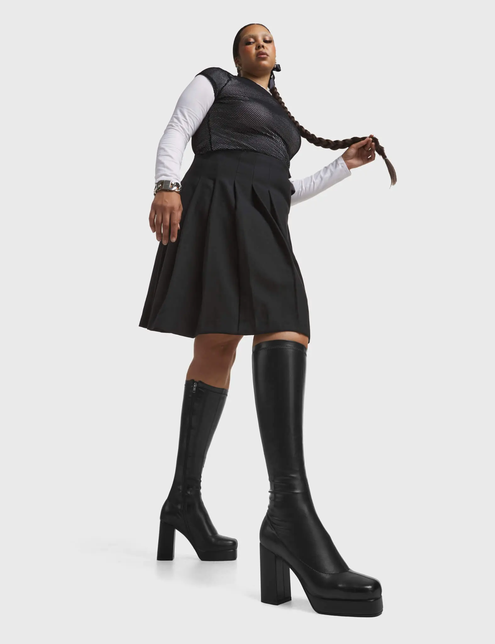 Humble Super Stretchy Chunky Platform Knee High Boots - Image 3