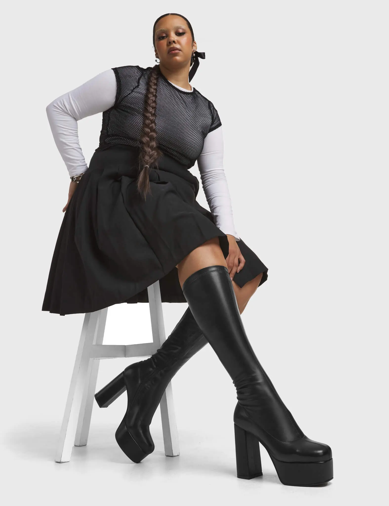 Whatta Showdown Super Stretch Platform Knee High Boots - Image 3